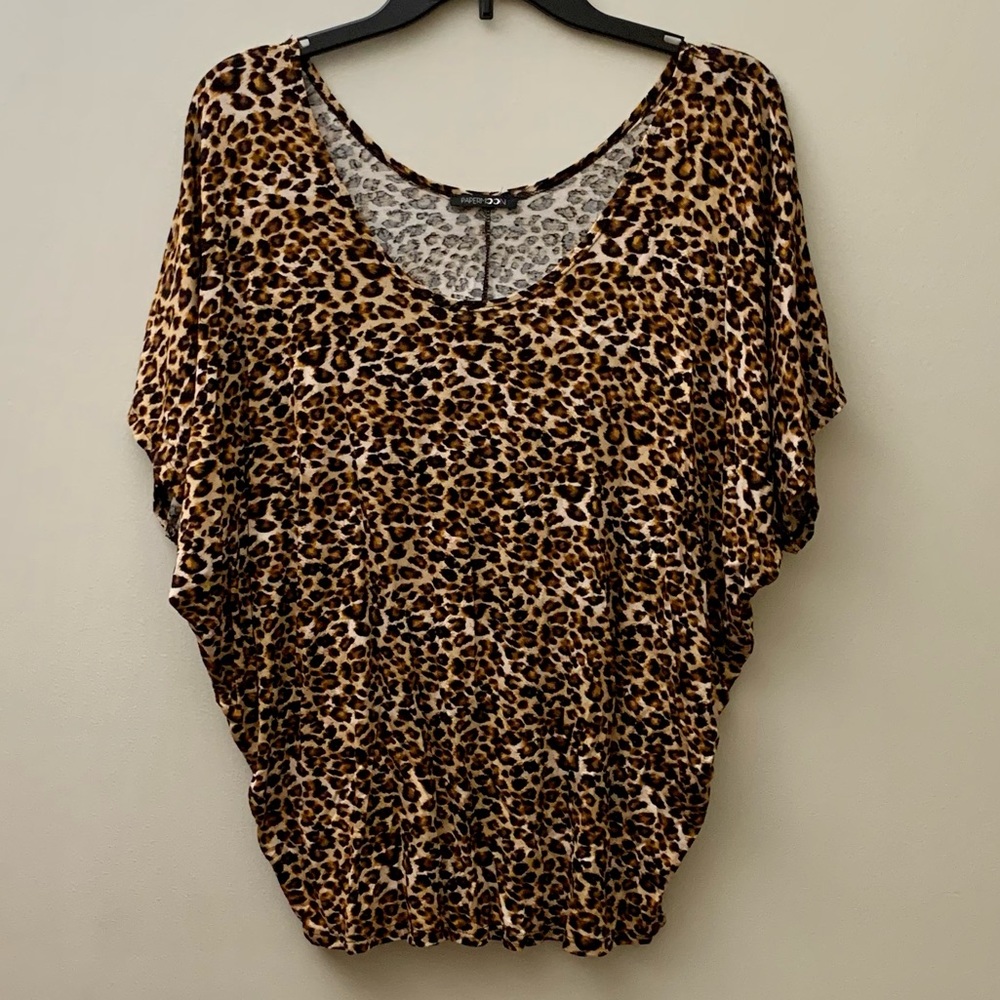 NWOT - Papermoon Batwing Short Sleeve Tunic - Leopard Print - Size Large